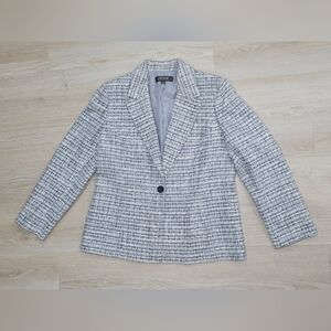 Kasper Women's Gray And White Blazer Jacket Size 16 Tweed